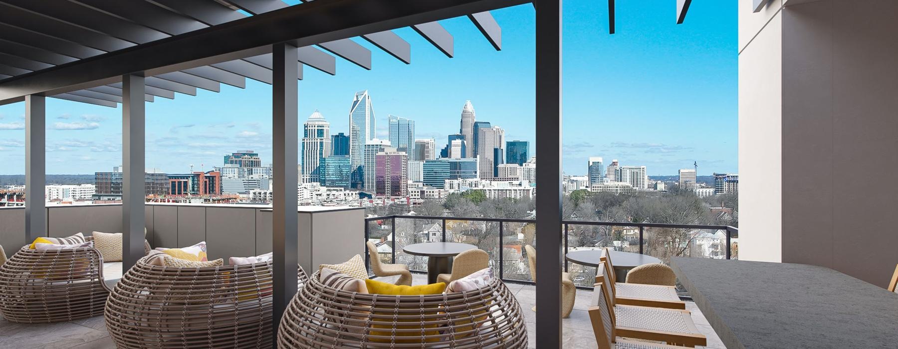 a table and chairs on an outdoor deck