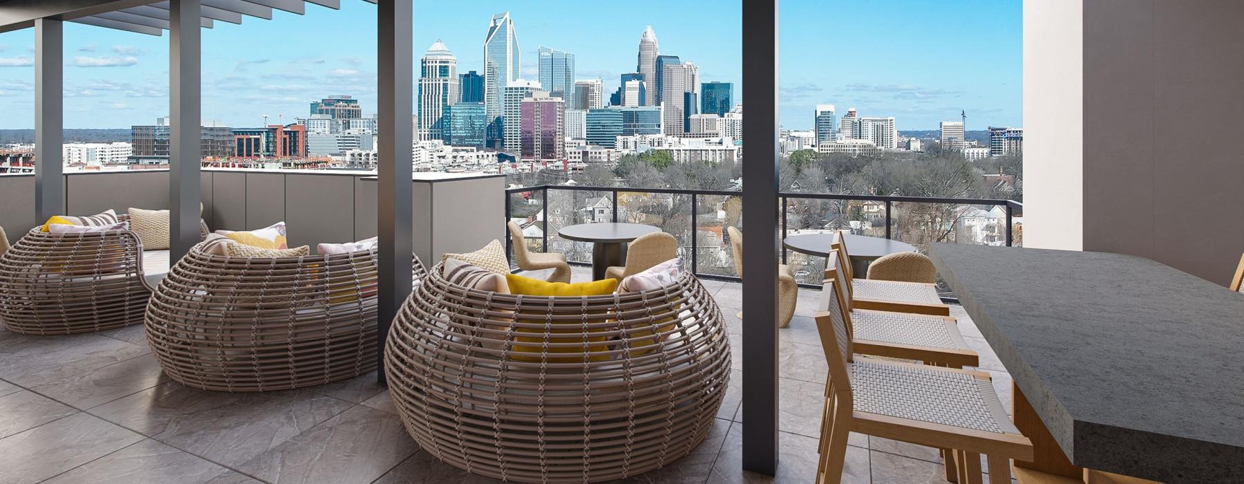 a table and chairs on an outdoor deck