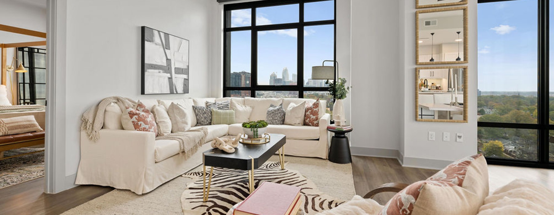 living room with couch and window