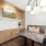 dining booth with overhead lighting 