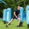 man exercising with park equipment